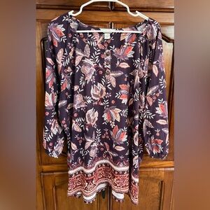 NWT CJ Banks Floral Print Women's Top - Purple and Red! Size 2X.